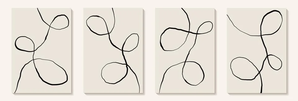 Creative minimalist hand draw Abstract art background with black and white .. Stock Illustration