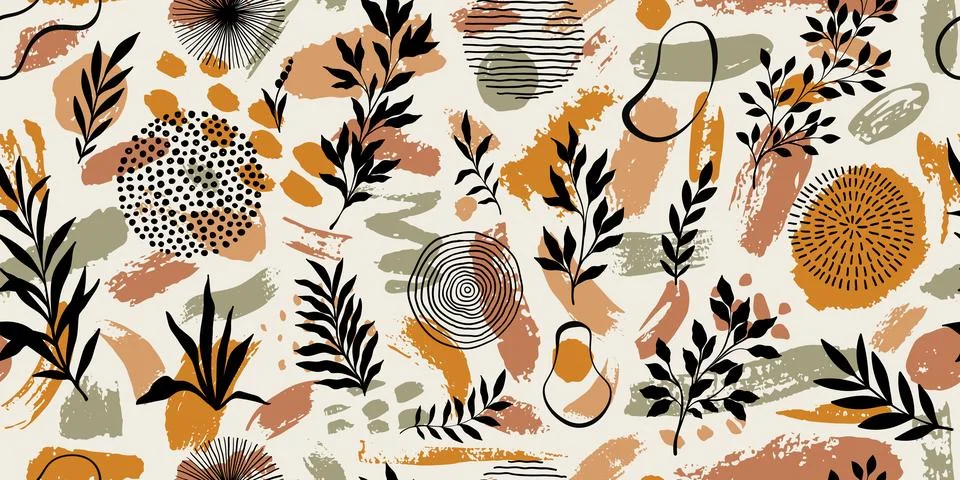 Creative minimalist hand draw Abstract art seamless pattern. Modern aesthet.. Stock Illustration