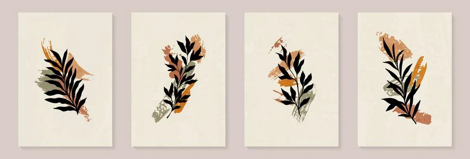 Creative minimalist hand draw Abstract art background. Modern aesthetic illus Stock Illustration
