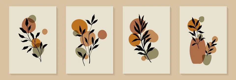 Creative minimalist hand draw Abstract art background. Modern aesthetic illus Stock Illustration