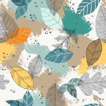 Creative minimalist hand draw Abstract art seamless pattern yellow, orange .. 스톡 일러스트