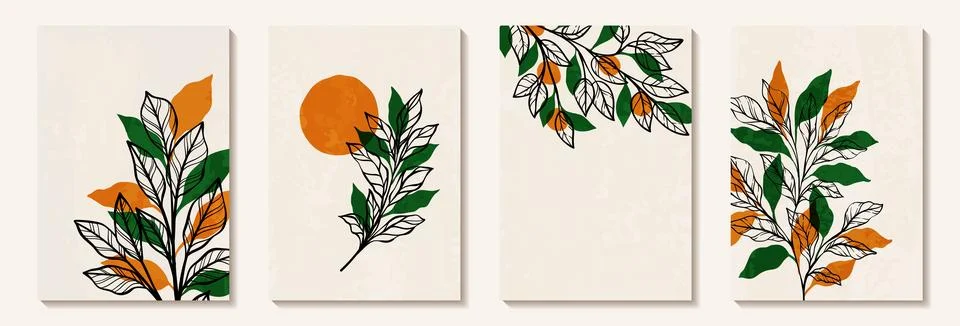 Creative minimalist hand draw Abstract art background. Modern aesthetic ill.. Stock Illustration