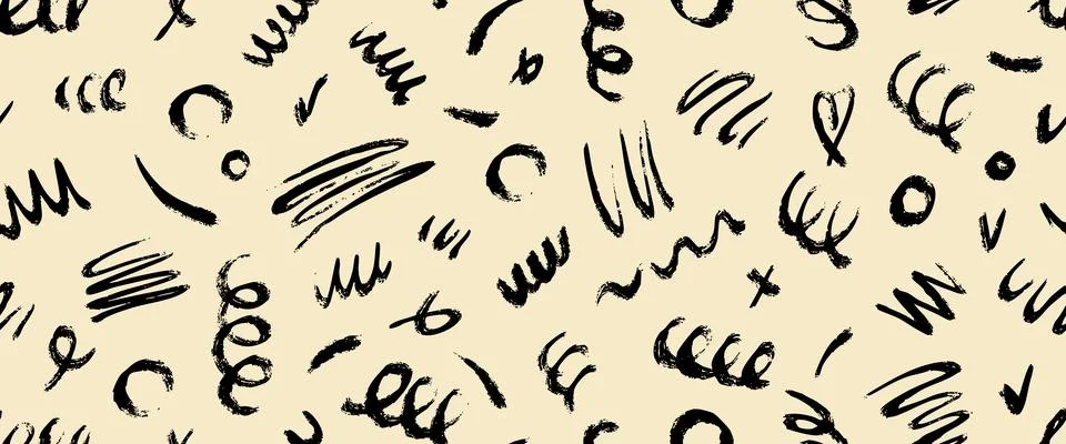 Creative minimalist hand draw Abstract art grunge seamless pattern with black Stock Illustration