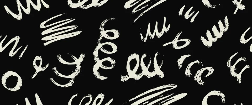Creative minimalist hand draw Abstract art grunge seamless pattern with black Stock Illustration