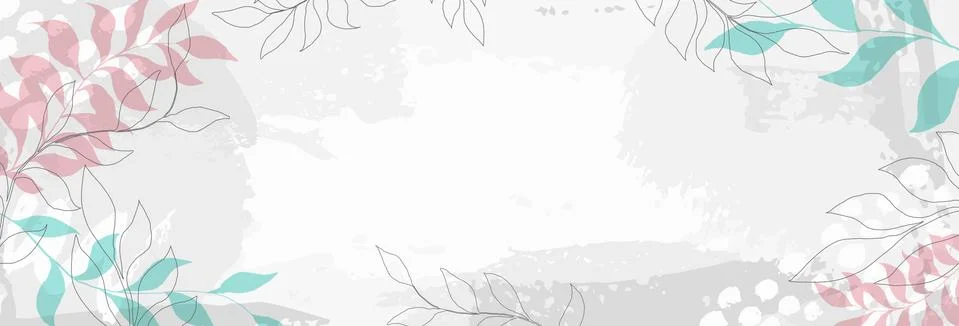Creative minimalist hand draw background with leaves and pastel simple stain  Stock Illustration