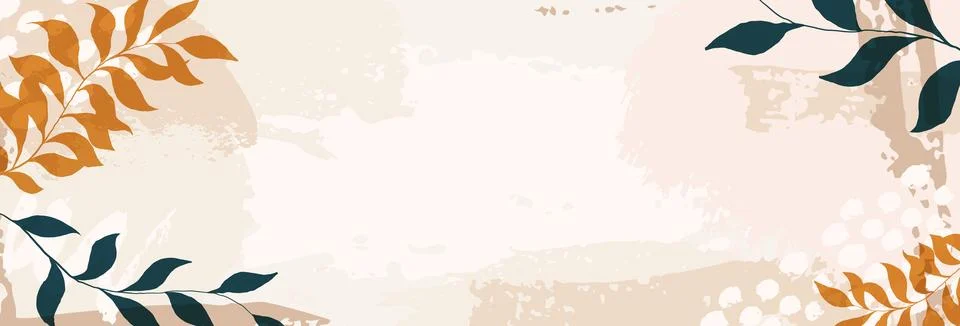 Creative minimalist hand draw background with leaves and pastel simple stai.. Stock Illustration