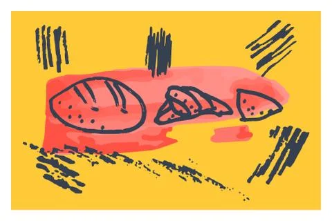 Creative minimalist hand painted abstract artistic background food. Doodle br Stock Illustration
