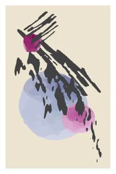 Creative minimalist hand painted abstract artistic background. Painting ink b Stock Illustration