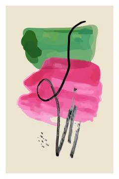 Creative minimalist hand painted abstract artistic background. Painting ink b Stock Illustration