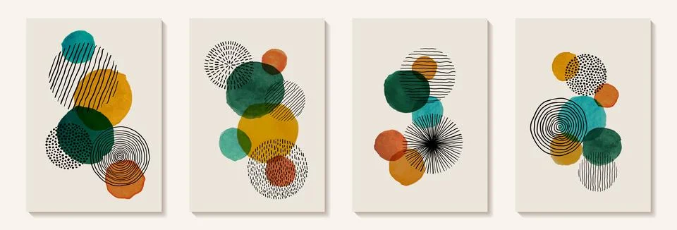 Creative minimalist hand painted Abstract art background with watercolor st.. Stock Illustration