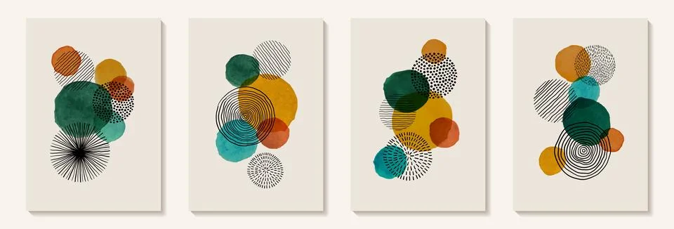 Creative minimalist hand painted Abstract art background with watercolor st.. Stock Illustration