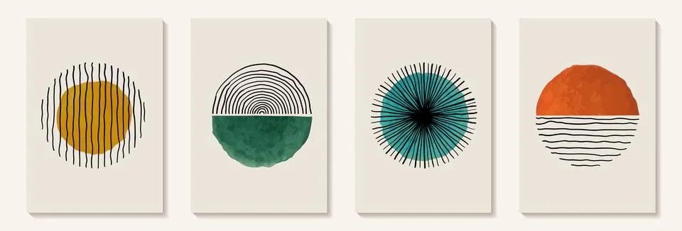 Creative minimalist hand painted Abstract art background with watercolor st.. Stock Illustration