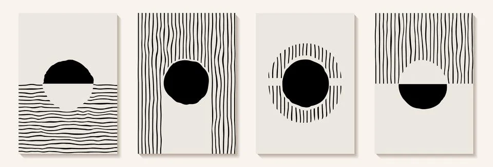 Creative minimalist hand painted Abstract art background with blackand whit.. Stock Illustration