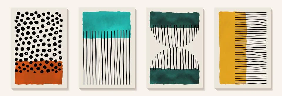 Creative minimalist hand painted Abstract art background with watercolor st.. Stock Illustration