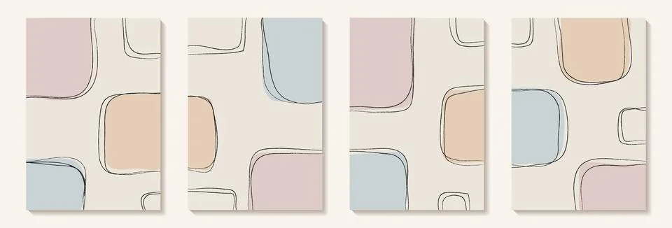 Creative minimalist hand painted Abstract art background with stain geometr.. Stock Illustration