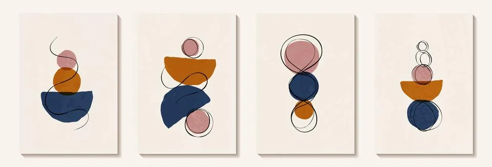 Creative minimalist hand painted Abstract art background with watercolor ci.. Stock Illustration