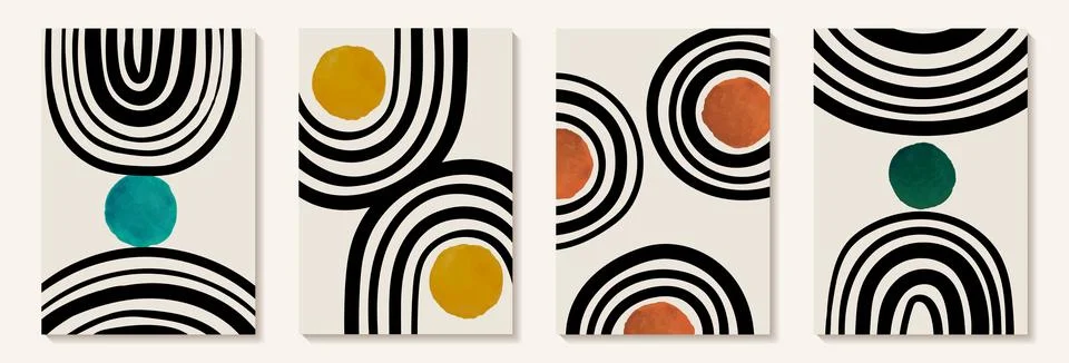 Creative minimalist hand painted Abstract art background with watercolor st.. Stock Illustration