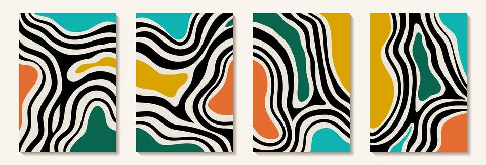 Creative minimalist hand painted Abstract art background with colorful stai.. Stock Illustration