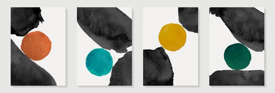 Creative minimalist hand painted Abstract art background with watercolor st.. Stock Illustration