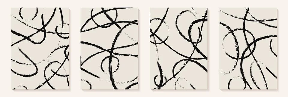 Creative minimalist hand painted Abstract art grunge background with brush .. Stock Illustration