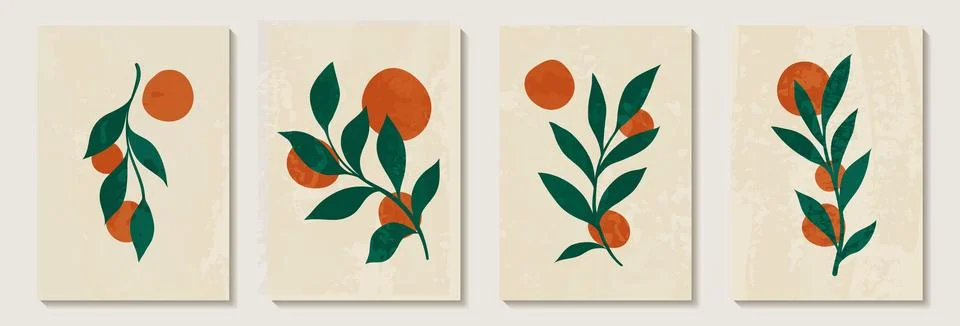 Creative minimalist hand painted Abstract art background with orange stain an Stock Illustration