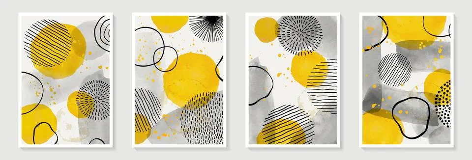Creative minimalist hand painted Abstract art background with watercolor stai Stock Illustration
