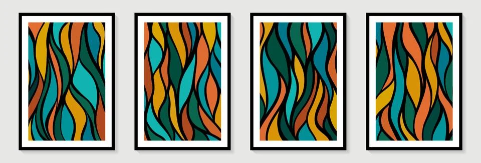 Creative minimalist hand painted Abstract art background with abstract line w Stock Illustration