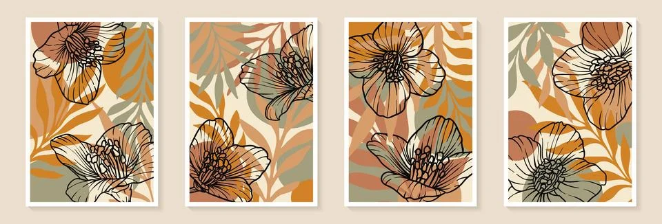 Creative minimalist hand painted Abstract art background with watercolor stai Stock Illustration