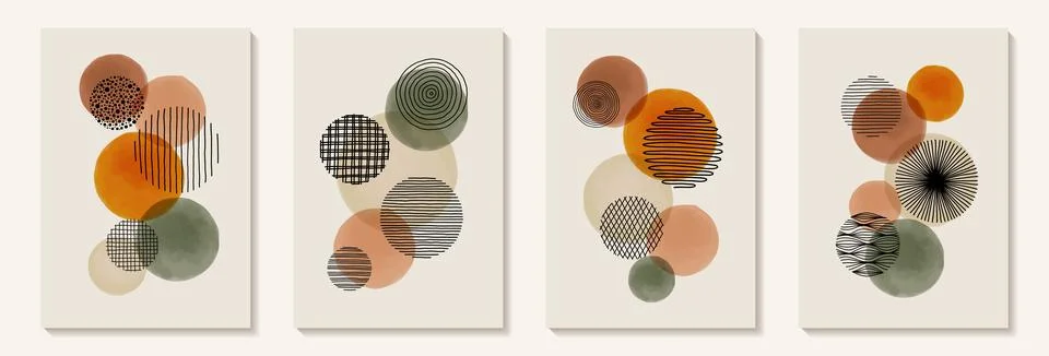 Creative minimalist hand painted Abstract art background with watercolor stai Stock Illustration