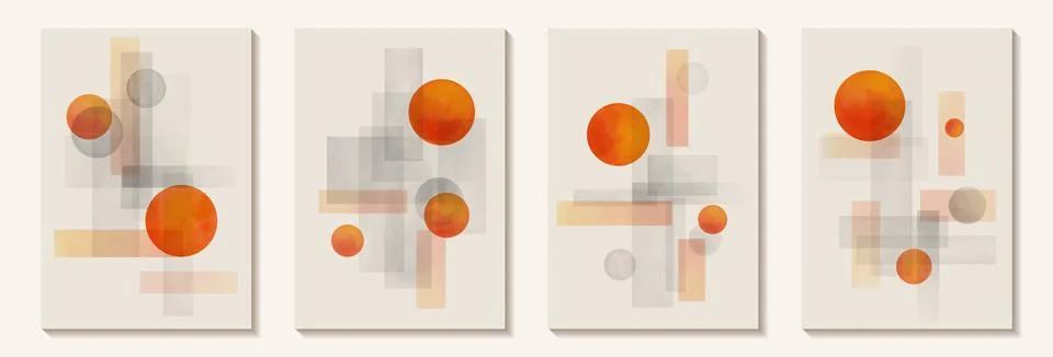 Creative minimalist hand painted Abstract art background with watercolor stai Stock Illustration