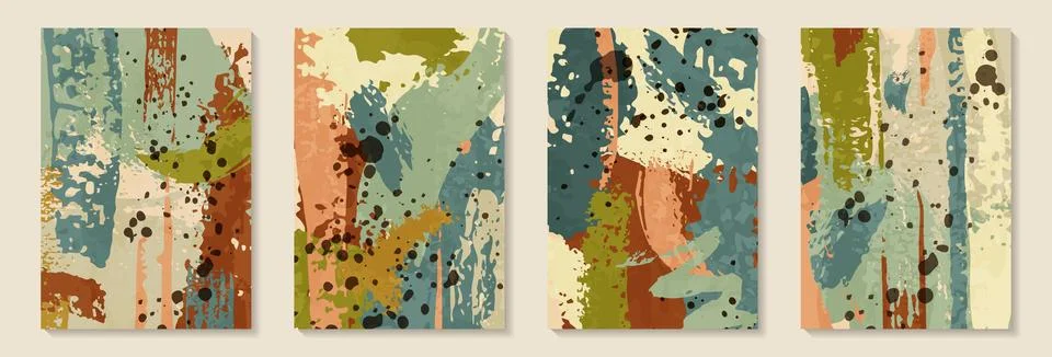 Creative minimalist hand painted Abstract art background with brush stroke .. Stock Illustration