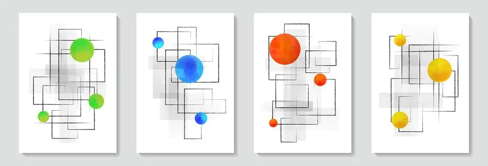 Creative minimalist hand painted Abstract art background with watercolor stai Stock Illustration