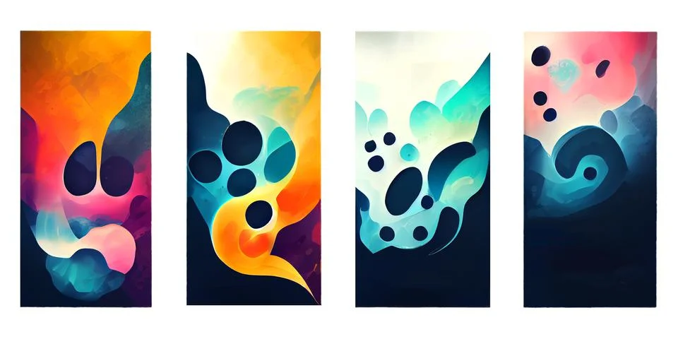 Creative minimalist hand painted illustrations for wall decoration. Stock Illustration