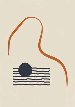 Creative minimalist linear abstract textured art poster. Stock Illustration
