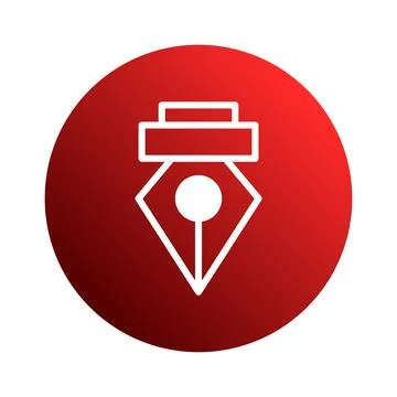 A creative minimalist pen tool icon design on a red background symbolizes d.. Stock Illustration