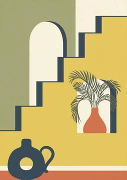 Creative minimalistic architecture poster abstract art. Modern aesthetic Stock Illustration