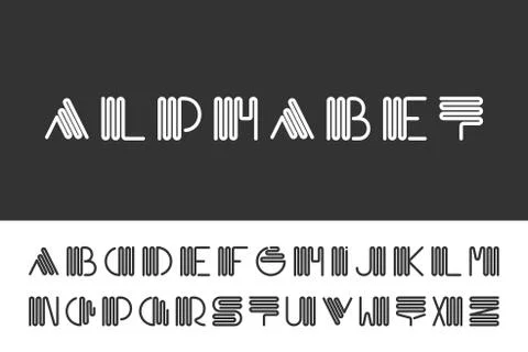 Creative minimalistic font. Vector english alphabet Illustrazione stock