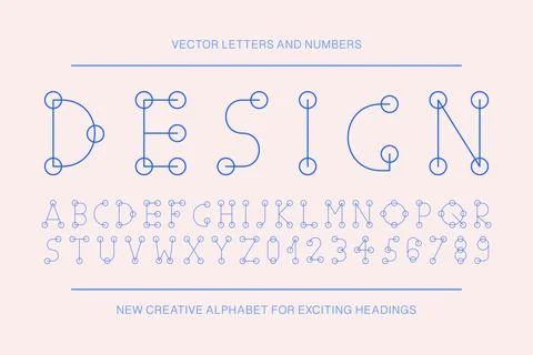 Creative minimalistic outline vector font. Trendy English alphabet with Latin Illustrazione stock