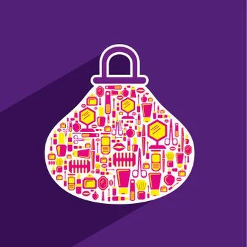 Creative mirror design with beauty and fashion product icon design concept Stock Illustration