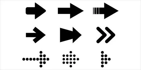Creative Mix Dotted and Solid Arrow Icons Stock Illustration