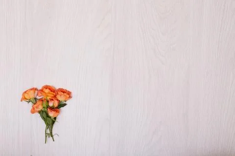Creative mock up layout made of Small bouquet of orange roses Stock Photos