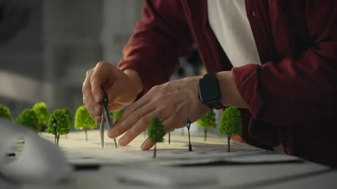 Creative model building in an architectural workspace with precision tools a Stock Footage 323734388