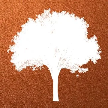 Creative modern abstract  tree silhouette isolated on copper texture pattern Stock Illustration