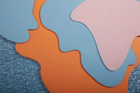 Creative modern background with many layers of colorful acrylic sheets with o Foto stock