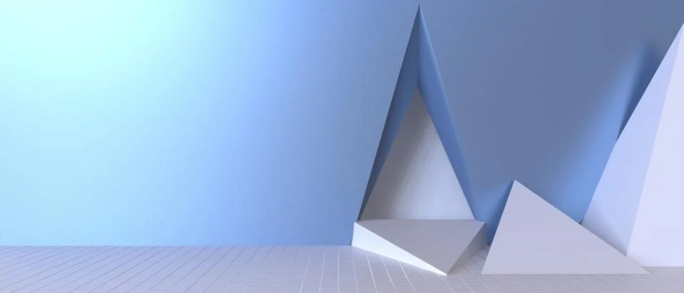 Creative Modern Empty display and wall triangular design on blue - Green Stock Illustration