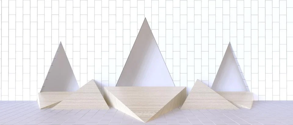 Creative Modern Empty Room display and wall triangular on White Brick 스톡 일러스트