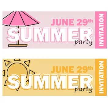 Creative modern flat design invitation on summer party with line symbol Stock-Illustration