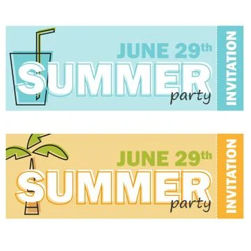 Creative modern flat design invitation on summer party with line symbol Illustration