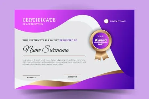 Creative Modern Geometric Certificate of Completion Vector Иллюстрация