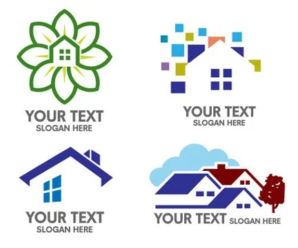 Creative modern house logo set Stock Illustration